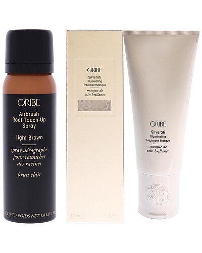 Oribe Airbrush Root Touch-Up Spray - Light Brown & Silverati Illuminating Treatment Masque Kit Women
