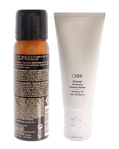 Oribe Airbrush Root Touch-Up Spray - Light Brown & Silverati Illuminating Treatment Masque Kit Women